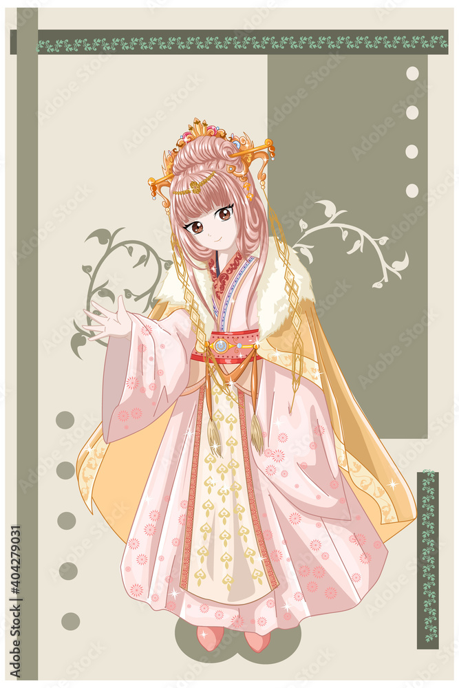 anime style character A beautiful emperor consort of the ancient kingdom illustration anime style character A beautiful emperor consort of the ancient kingdom illustration