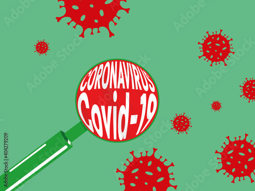 Hidden on the havada, viruses such as Covid-19, corona virus and infectious disease appear with a magnifying glass. Creative holistic design for coronavirus vector background. 