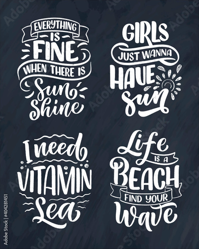 Set with hand drawn letteri...