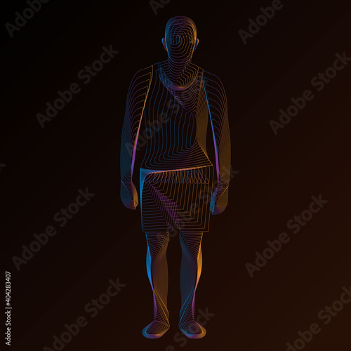 a man is walking, thin geometry, silhouette