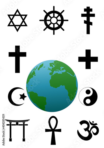 
Día mundial de la religión sobre fondo blanco.