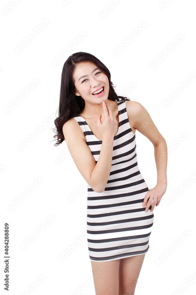 Portrait of a young woman in a striped dress Portrait of a young woman in a striped dress