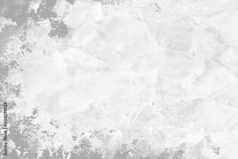 Naklejka premium White ink and watercolor texture on white paper background. Paint leaks and decalcomania effects. Hand-painted gouache abstract image. Mess on the canvas. 