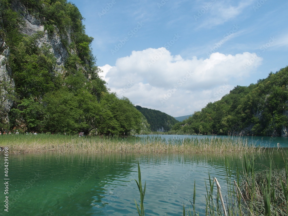 Fototapeta premium Plitvice Lakes National Park in Croatia offers unspoiled and unique nature full of lakes, rivers and waterfalls