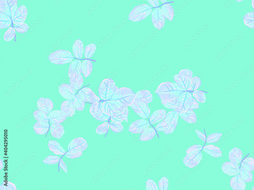 Rose Leaves Seamless Pattern. Botanical Oragnic Background.