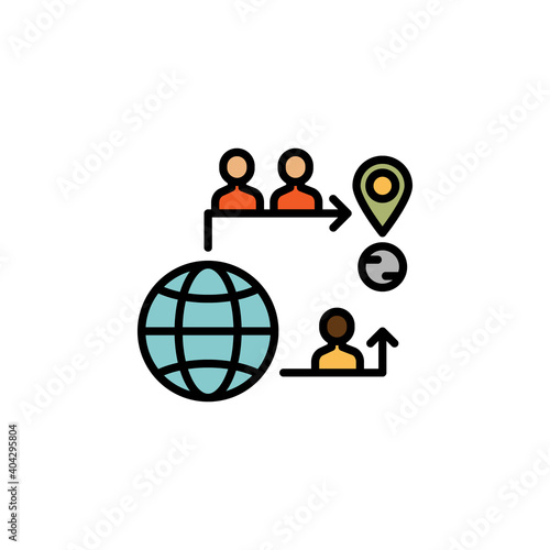 mobility migration outline icon. element of migration illustration icon. signs, symbols can be used for web, logo, mobile app, UI, UX