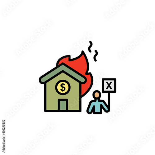 burning home migration outline icon. element of migration illustration icon. signs, symbols can be used for web, logo, mobile app, UI, UX