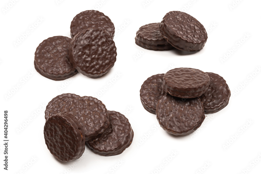 Chocolate cookies isolated on white. Chocolate cookies isolated on white.