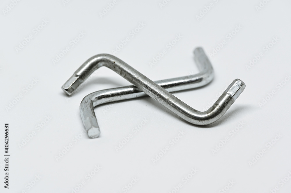two hex keys on white background two hex keys on white background