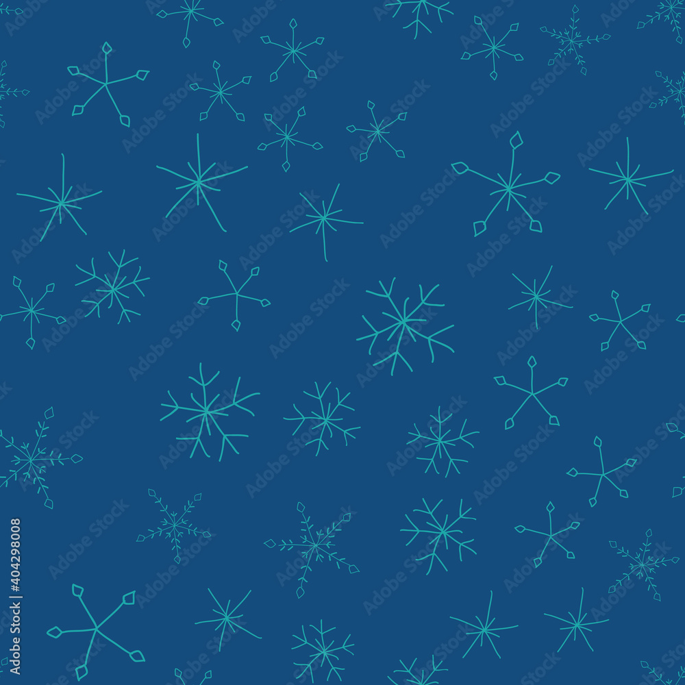 Snow Flakes on dark Blue seamless vector repeat surface pattern design drawing Snow Flakes on dark Blue seamless vector repeat surface pattern design drawing