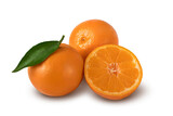 Mandarins with leaf isolated on a white background. Clipping path included.