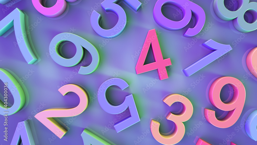 Math theme background. Chaotic multicolored numbers. Math theme background. Chaotic multicolored numbers.