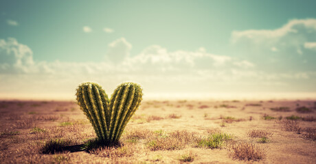 Gordijnen Cactus Hartvormige cactus in woestijnlandschap  © Photocreo Bednarek