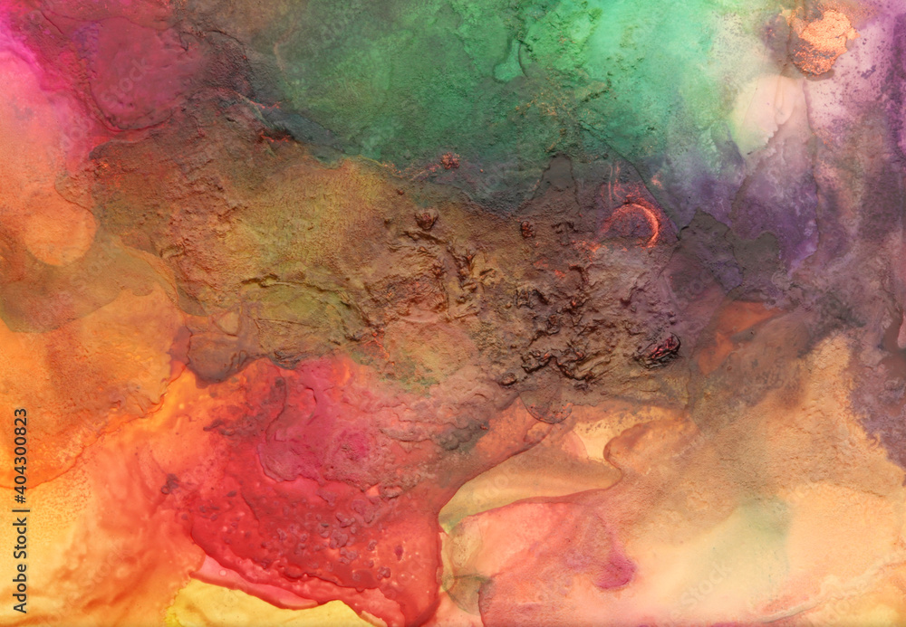 Fototapeta premium Art Abstract watercolor and acrylic painting blots background. Alcohol ink colors. Marble texture.