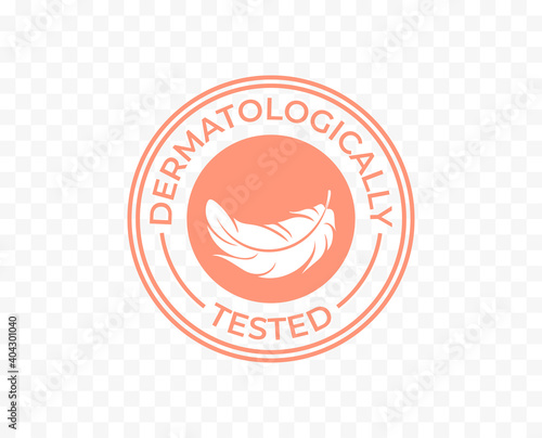 Dermatologically tested icon, moisturizer cosmetics and hypoallergenic products logo tag, dermatology clinically approved stamp for skincare soap and sanitizer