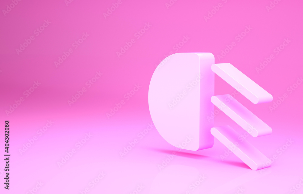 Pink High beam icon isolated on pink background. Car headlight. Minimalism concept. 3d illustration 3D render. Pink High beam icon isolated on pink background. Car headlight. Minimalism concept. 3d illustration 3D render.