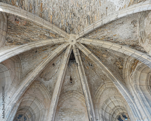 Stone vault of the roof of the tower