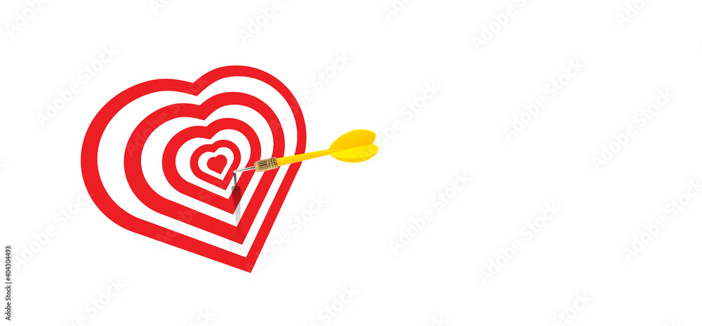 Dart Miss the Center of Heart Shape Target. Win the Heart for the Valentine's day, Naver give up and Keep trying to win the Love concept Dart Miss the Center of Heart Shape Target. Win the Heart for the Valentine's day, Naver give up and Keep trying to win the Love concept