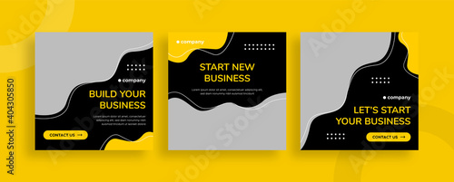 Set of editable templates for Instagram post, Facebook square, corporate, advertisement, and business, fresh design with simple black yellow color (3/3)