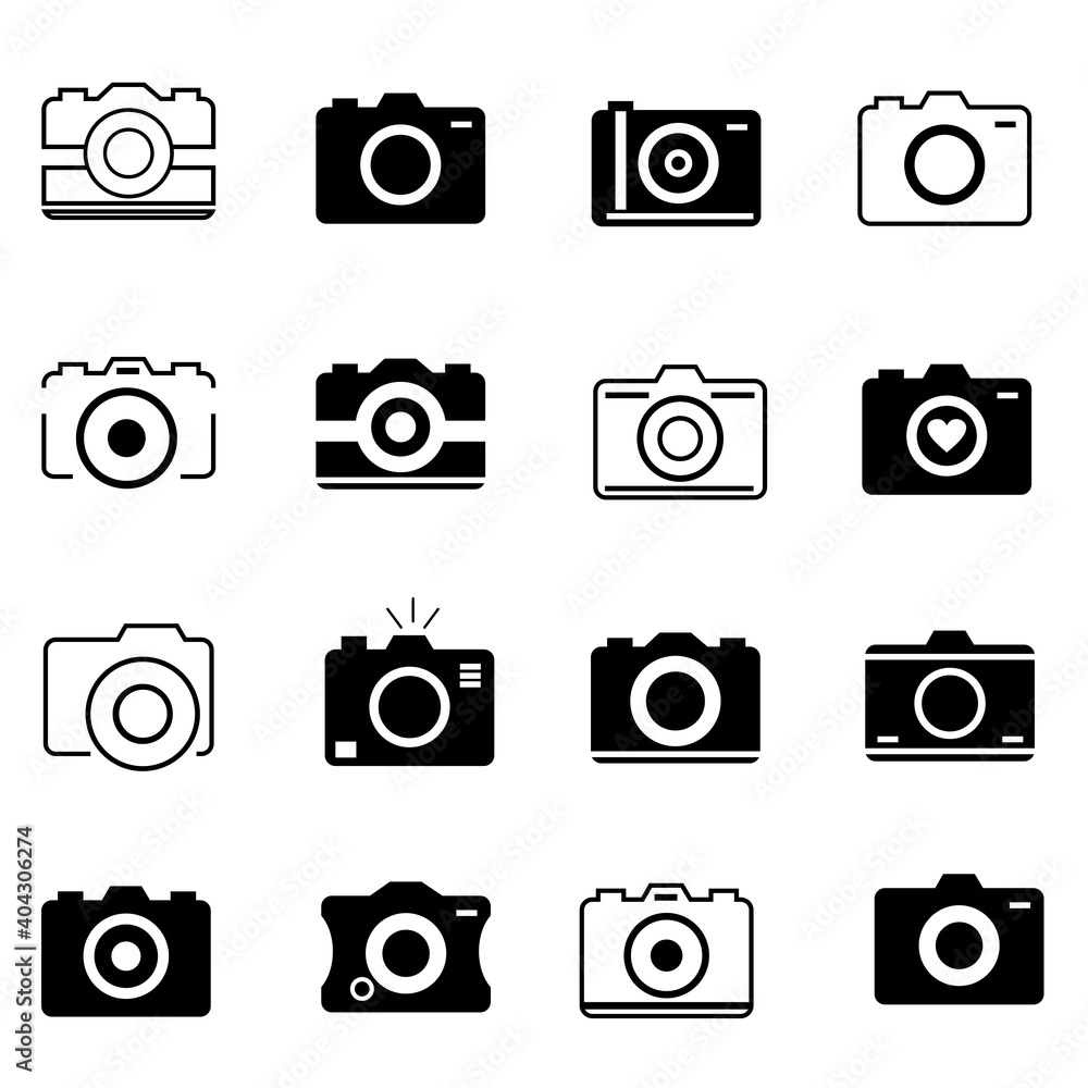 Camera icon set, photography symbol illustration vector Camera icon set, photography symbol illustration vector