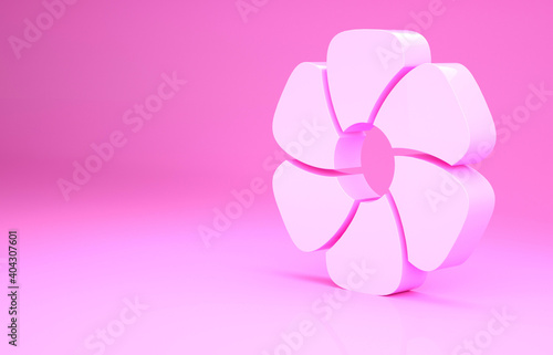 Pink Flower icon isolated on pink background. Minimalism concept. 3d illustration 3D render.