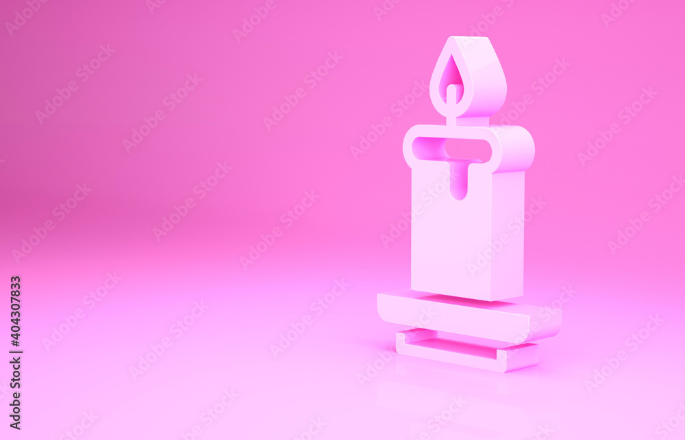 Pink Aroma candle icon isolated on pink background. Minimalism concept. 3d illustration 3D render. Pink Aroma candle icon isolated on pink background. Minimalism concept. 3d illustration 3D render.