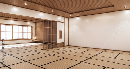 The Minimal room japanese style design.3D rendering
