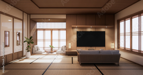 Bild auf Leinwand Cinema room minimal design Japanese style .3D rendering