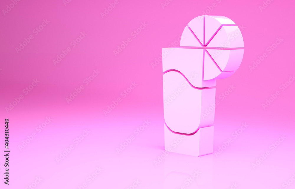 Pink Tequila glass with lemon icon isolated on pink background. Mexican alcohol drink. Minimalism concept. 3d illustration 3D render. Pink Tequila glass with lemon icon isolated on pink background. Mexican alcohol drink. Minimalism concept. 3d illustration 3D render.