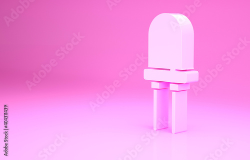 Pink Light emitting diode icon isolated on pink background. Semiconductor diode electrical component. Minimalism concept. 3d illustration 3D render. © vector_v
