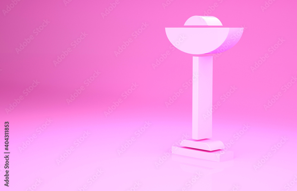 Pink Floor lamp icon isolated on pink background. Minimalism concept. 3d illustration 3D render. Pink Floor lamp icon isolated on pink background. Minimalism concept. 3d illustration 3D render.