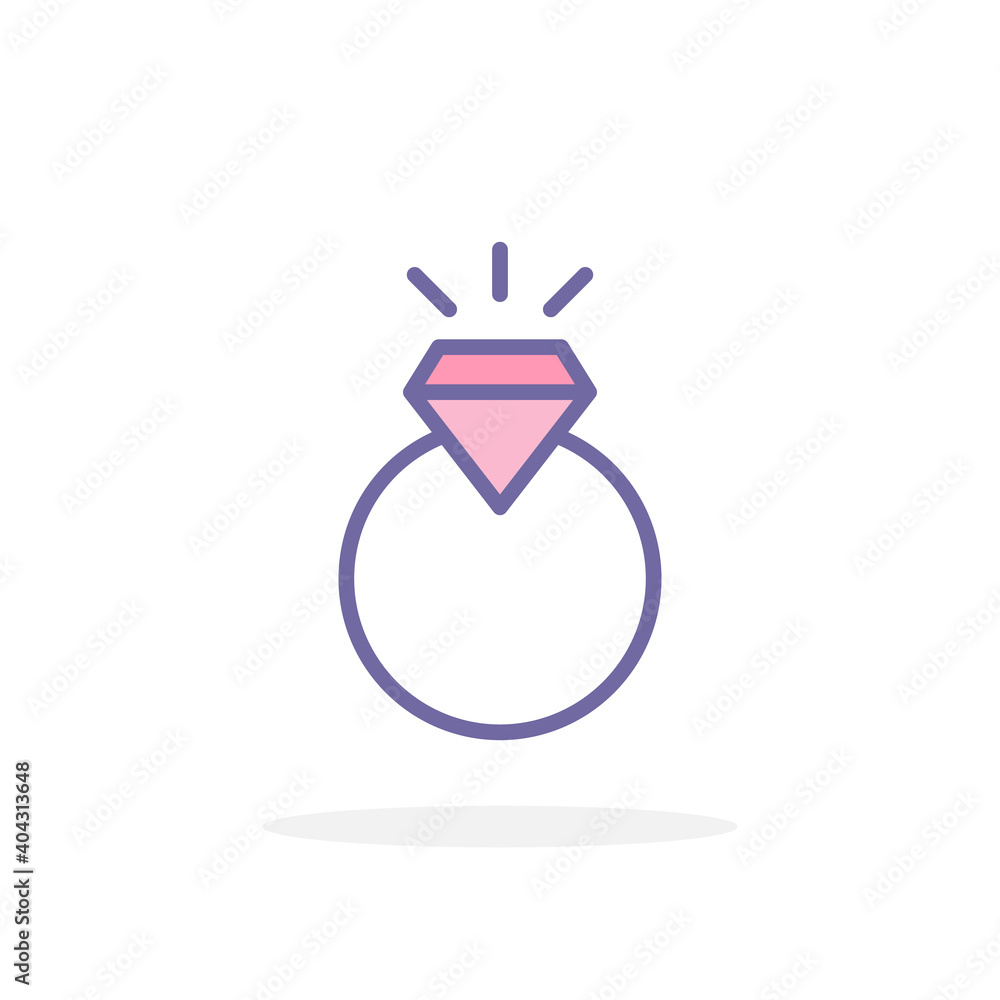 Diamond ring icon in filled outline style.