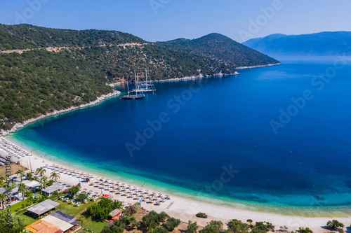 Kefalonia, Greece. Aerial view of the Antisamos beach.