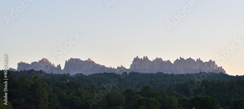 Panoramic view of the magic mountain of Montserrat, in Catalunya (Spain). Famous Catalan mountain, where the Black Virgin of Montserrat was found. 