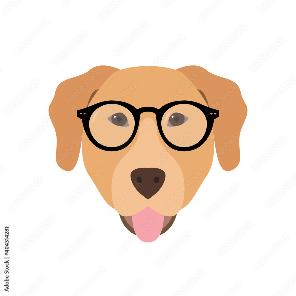Labrador head icon isolated on white background. Funny Dog emblem in flat style. Vector illustration. Labrador head icon isolated on white background. Funny Dog emblem in flat style. Vector illustration.