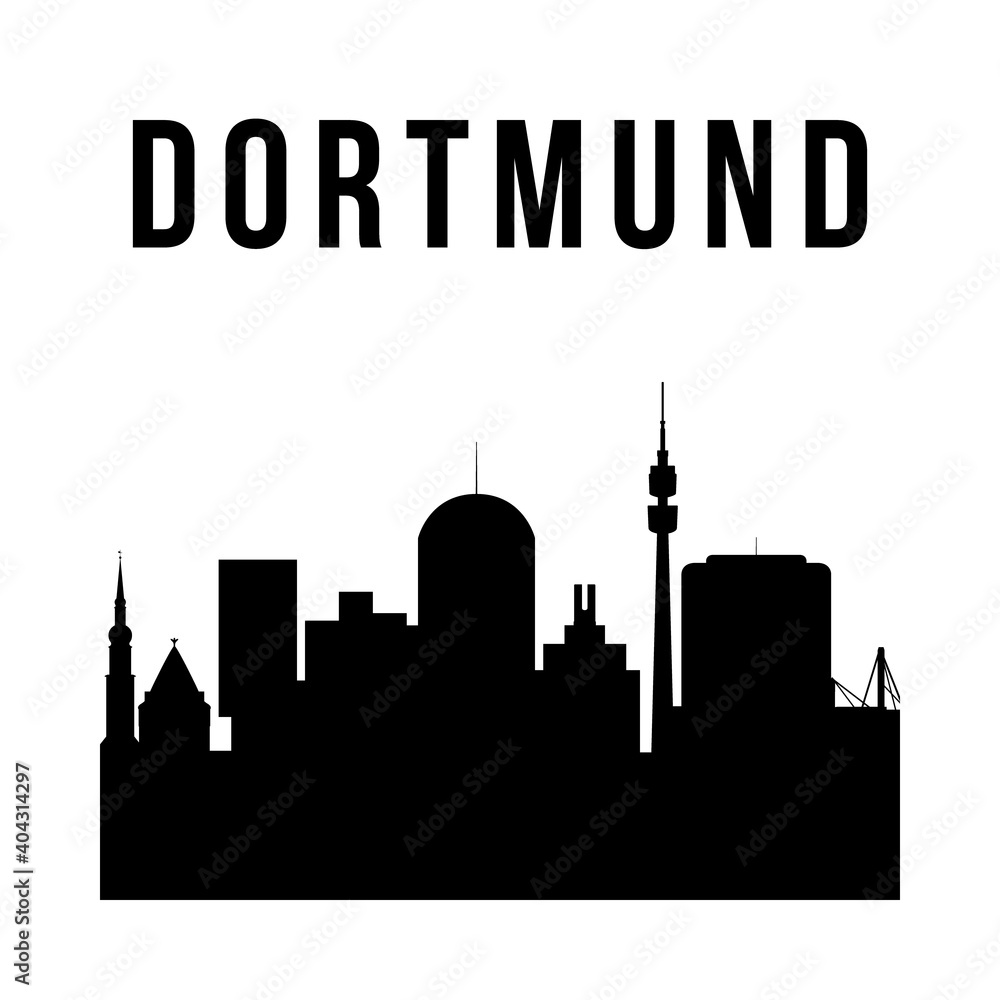 Dortmund city simple silhouette. Modern urban background. Vector skyline.