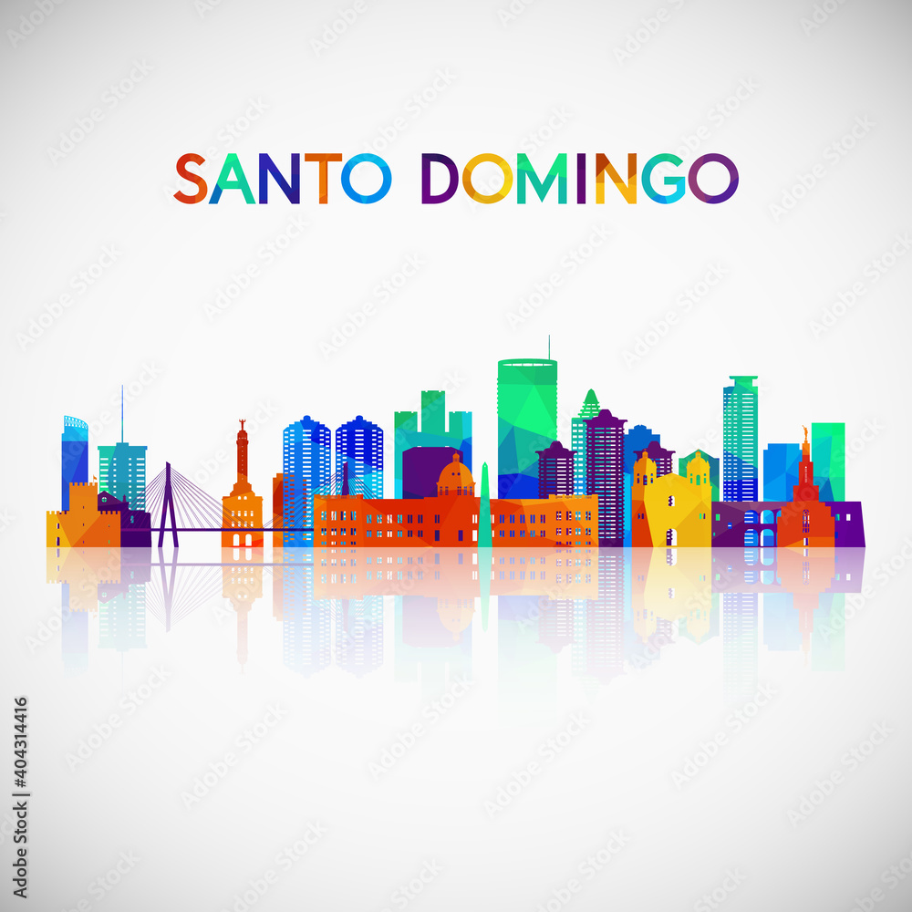 Santo Domingo skyline silhouette in colorful geometric style. Symbol for your design. Vector illustration.