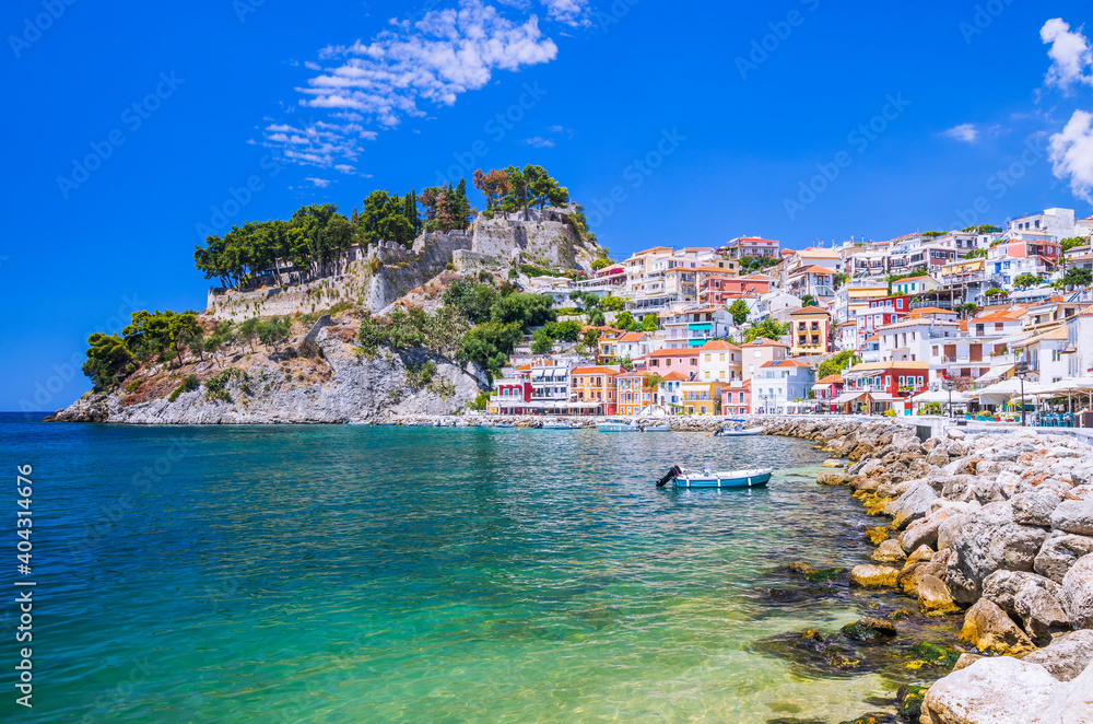 Parga, Greece. Waterfront of the Resort town on the Ionian coast.