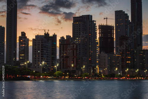 city skyline at night