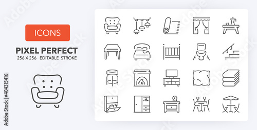 furniture 1 line icons 256 x 256