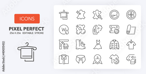 laundry services line icons 256 x 256