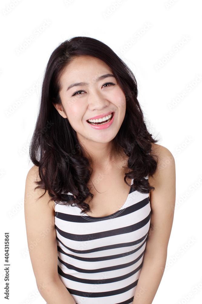Portrait of a young woman in a striped dress Portrait of a young woman in a striped dress