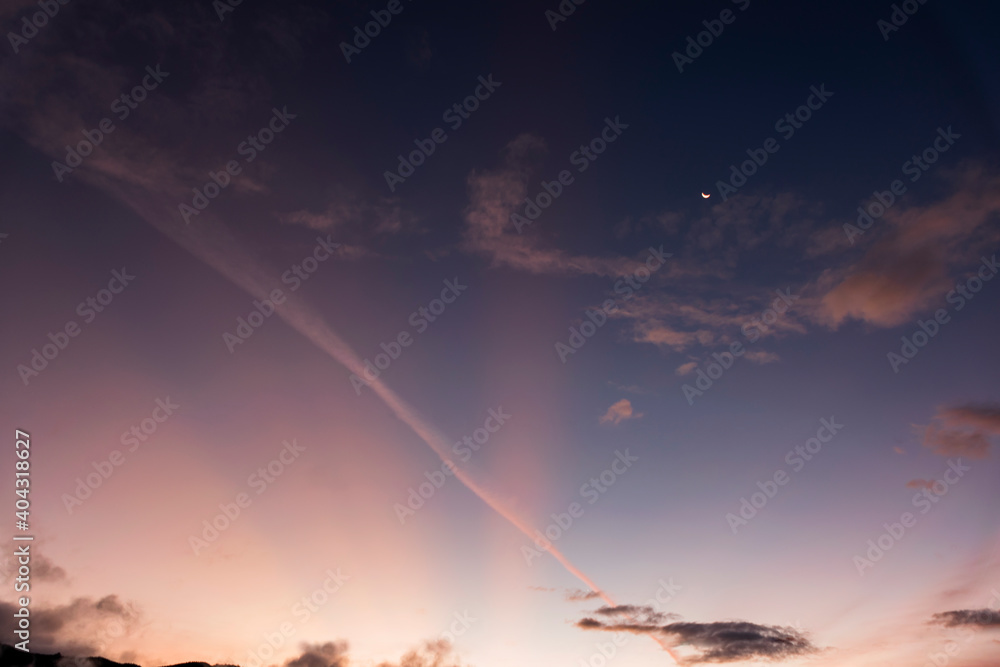 Sunrise in Guatemala, open air and clear sky, colorful pure air.