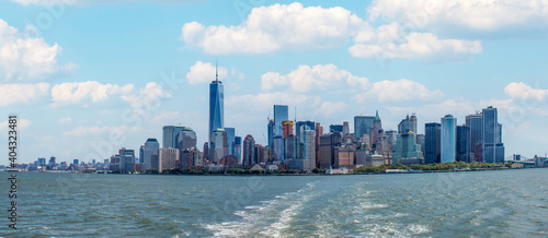 Panoramic View Hudson River and New York City Skyline USA
