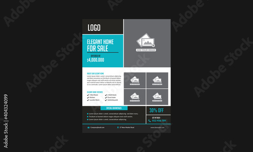Real Home for sale flyer design template very modern