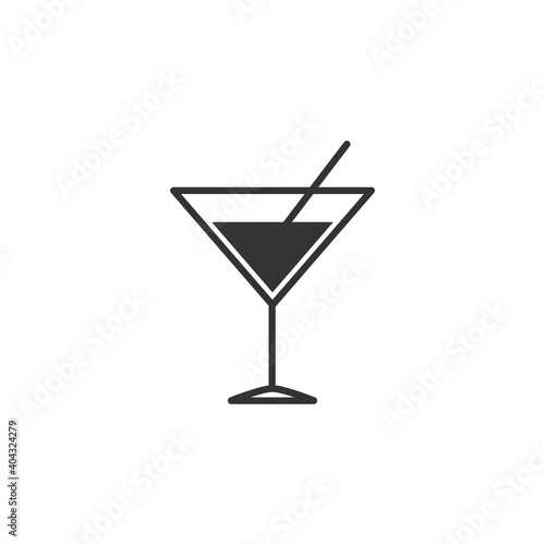 Martini glass icon. Cocktail drink symbol. Vector alcohol silhouette isolated on white