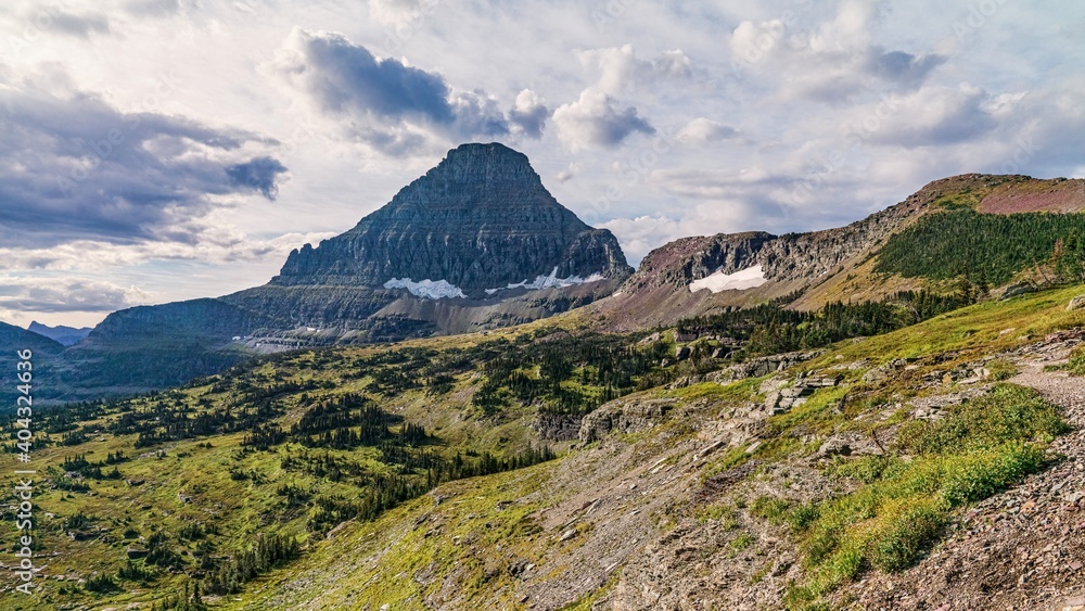 Looking from the Hidden Lake trail towards Clements Mountain in Glacier National Park, Montana, USA