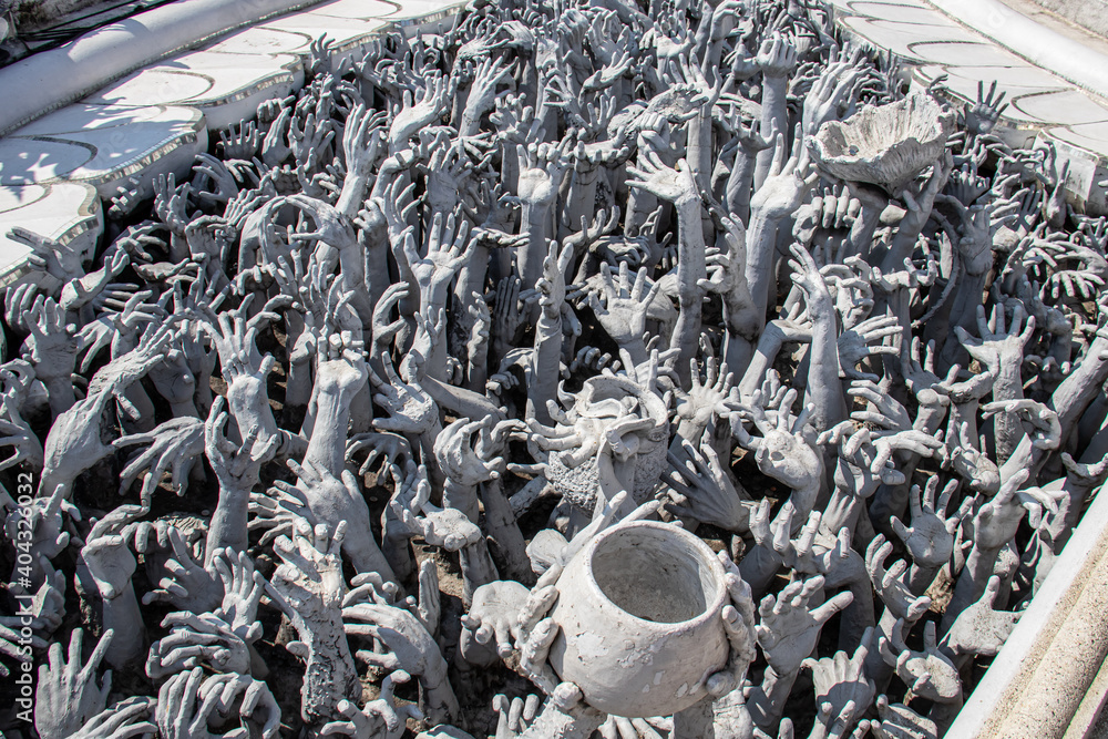 Ταπετσαρία Enfer du temple blanc ou Wat Rong Khun à Chiang Rai, Thaïlande