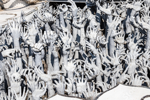 Tableau sur toile Enfer du temple blanc ou Wat Rong Khun à Chiang Rai, Thaïlande