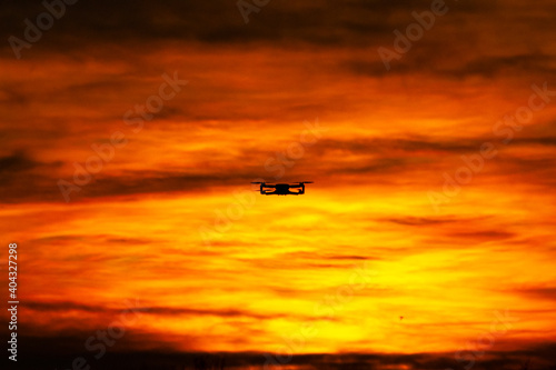 Drone in flight with sunset - DJI Mini 2